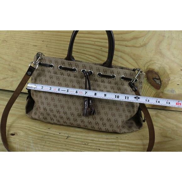 Dooney Bourke Bag Tassel Signature Monogram Brown Tote Vintage Zipper USA - Picture 13 of 14